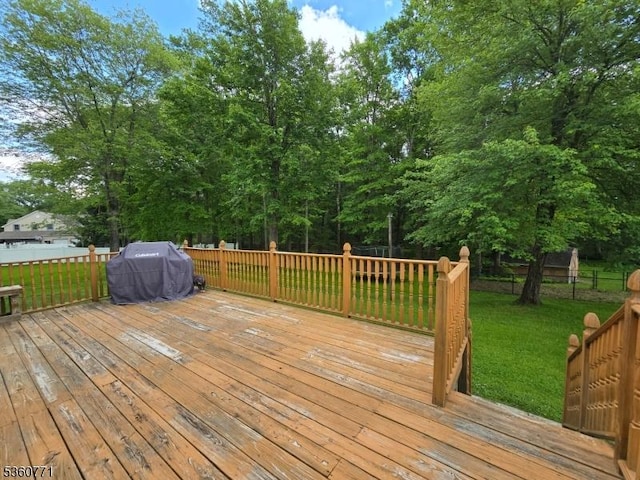 14 Constitution Ave, Roxbury Twp, NJ 07876 - deck featuring area for grilling and a lawn
