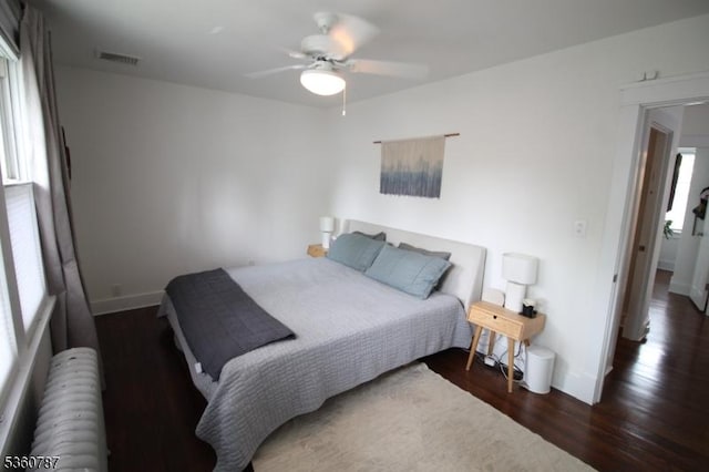 137 Oak Ridge Ave, Nutley Twp, NJ 07110 - bedroom with radiator heating unit, wood finished floors, ceiling fan, and baseboards