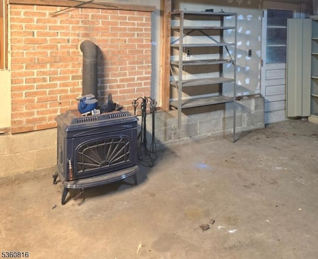 103 Mountain Top Rd, Lebanon Twp, NJ 08826 - below grade area featuring stairs and a wood stove