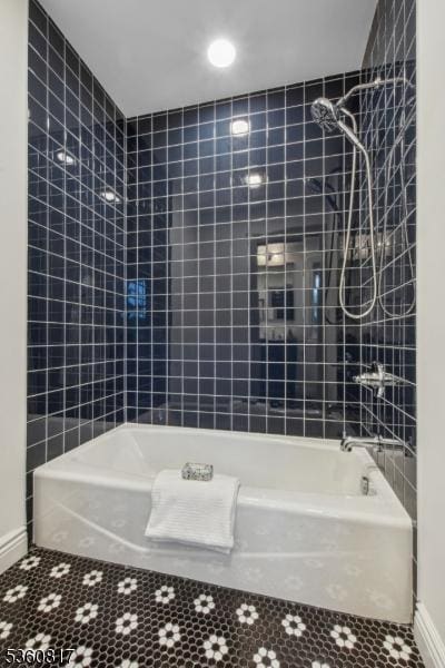 48 Lewis Ave, Summit City, NJ 07901 - full bathroom with tub / shower combination, tile patterned floors, and baseboards