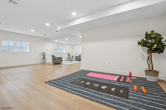 48 Lewis Ave, Summit City, NJ 07901 - exercise area featuring wood finished floors, recessed lighting, and baseboards