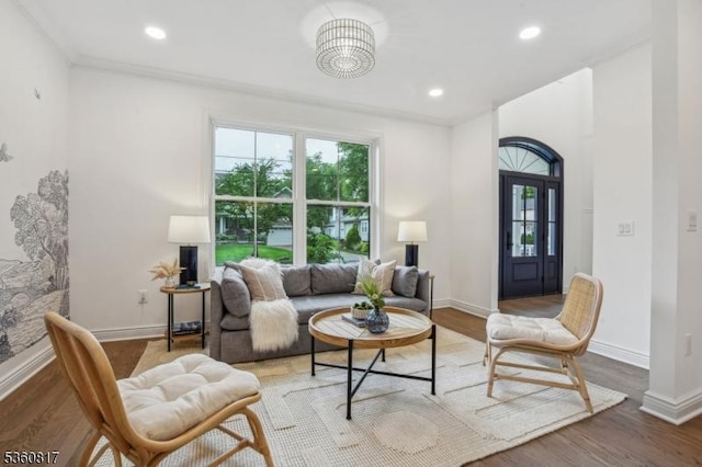 48 Lewis Ave, Summit City, NJ 07901 - living area featuring light wood-style flooring, baseboards, recessed lighting, and crown molding