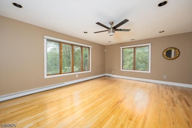 542 Drakestown Rd, Mount Olive Twp, NJ 07836 - unfurnished room featuring light wood-type flooring, ceiling fan, baseboards, and recessed lighting