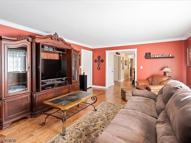 5 Portsmouth Ct, Raritan Twp, NJ 08822 - living room featuring crown molding, light wood-style floors, and baseboards