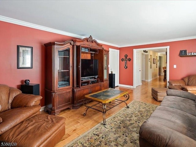 5 Portsmouth Ct, Raritan Twp, NJ 08822 - living room with crown molding, baseboards, and light wood-type flooring