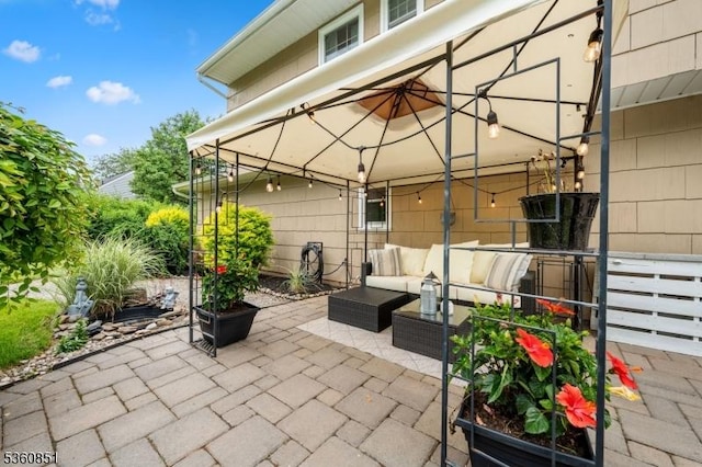 39 Fox Chase Run, Hillsborough Twp, NJ 08844 - view of patio featuring a gazebo and an outdoor hangout area