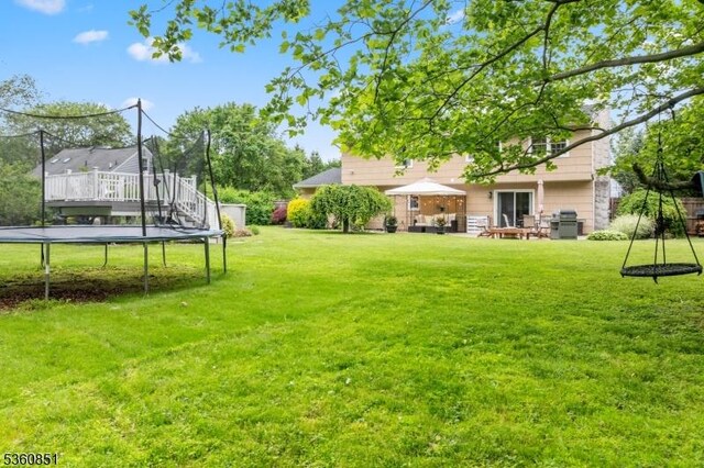 39 Fox Chase Run, Hillsborough Twp, NJ 08844 - view of grassy yard with a trampoline
