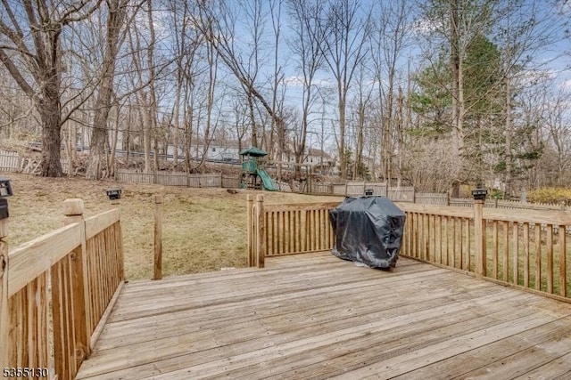 20 Woodland Trl, Sparta Twp, NJ 07871 - deck featuring a playground and grilling area