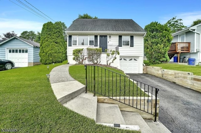 51 Hoffman Ave, Parsippany-Troy Hills Twp, NJ 07034 - view of front of property featuring asphalt driveway, an attached garage, a front lawn, and a shingled roof