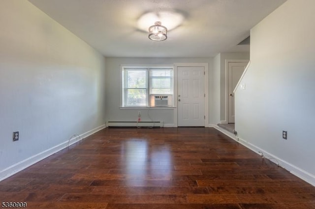 230 Lafayette Pl Unit 2B, Englewood City, NJ 07631 - entrance foyer featuring a baseboard heating unit, wood finished floors, baseboards, and cooling unit
