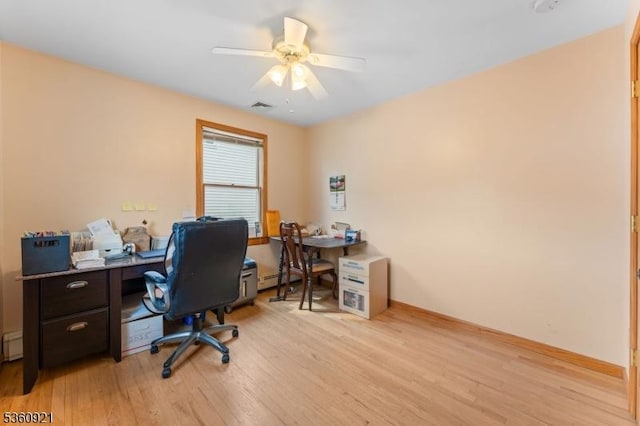 10 Garden Pl, Cranford Twp, NJ 07016 - office area with light wood-style floors, a ceiling fan, and baseboards