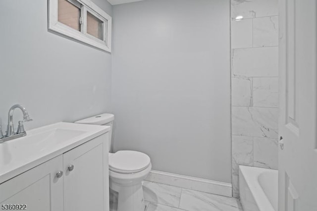 191 Harrison St, Passaic City, NJ 07055 - bathroom featuring marble look tile flooring, toilet, and vanity
