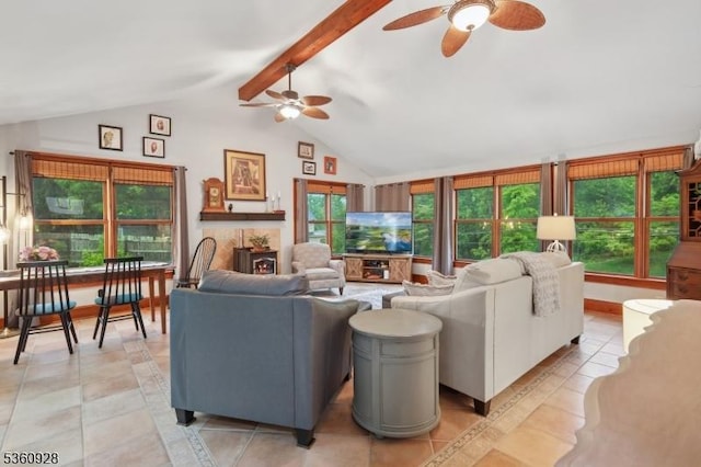 2 Broad St, Stockton Boro, NJ 08559 - living area with ceiling fan and light tile patterned flooring