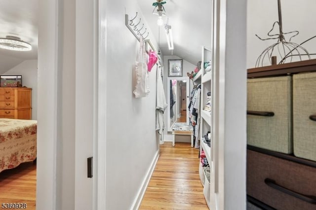 2 Broad St, Stockton Boro, NJ 08559 - corridor with lofted ceiling, wood finished floors, and baseboards
