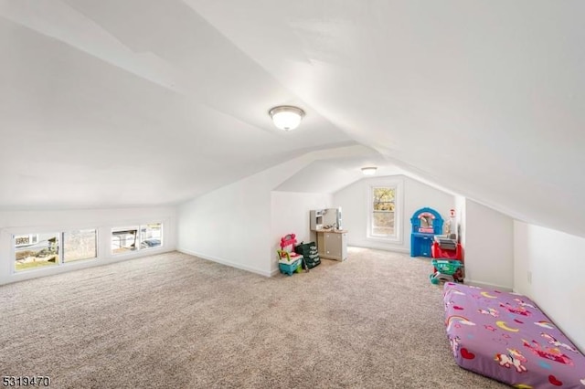 770 Stone St, Rahway City, NJ 07065 - recreation room featuring carpet, healthy amount of natural light, and lofted ceiling