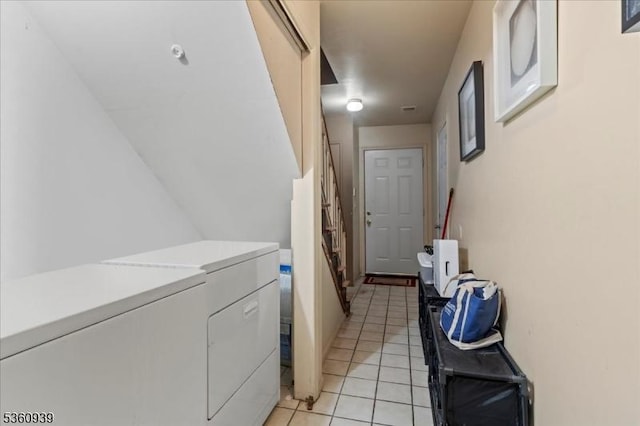 804 Orchard Meadows Dr, Union Twp, NJ 07083 - laundry area with independent washer and dryer and light tile patterned floors