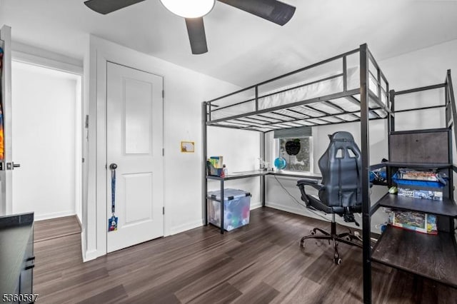 24-09 Raphael St, Fair Lawn Boro, NJ 07410 - bedroom with wood finished floors, baseboards, a ceiling fan, and a desk