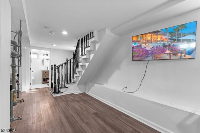 24-09 Raphael St, Fair Lawn Boro, NJ 07410 - foyer with wood finished floors, stairs, baseboards, and recessed lighting
