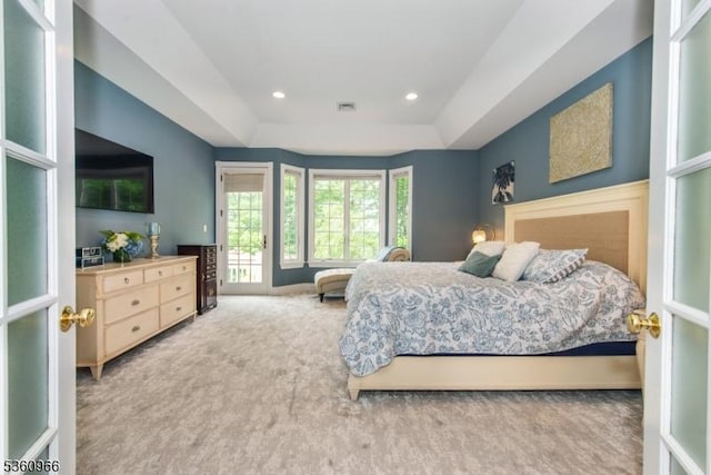 7 Briscoe Chase, Ringwood Boro, NJ 07456 - bedroom with carpet flooring, access to exterior, a raised ceiling, and recessed lighting