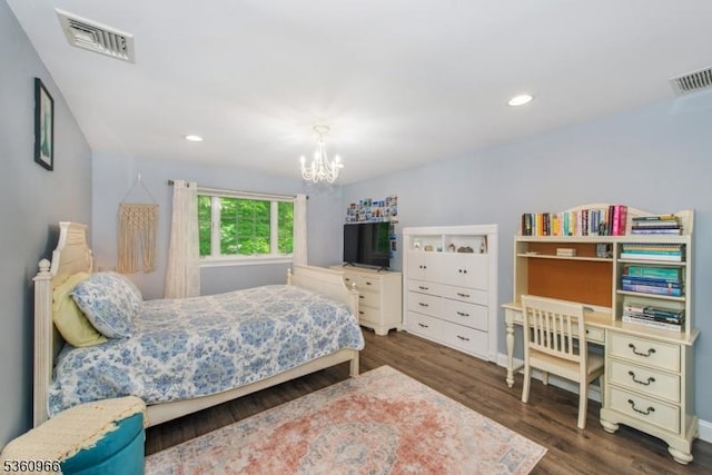 7 Briscoe Chase, Ringwood Boro, NJ 07456 - bedroom featuring a chandelier, wood finished floors, and recessed lighting