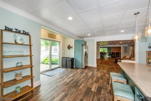 7 Briscoe Chase, Ringwood Boro, NJ 07456 - living room with dark wood finished floors, recessed lighting, and baseboards