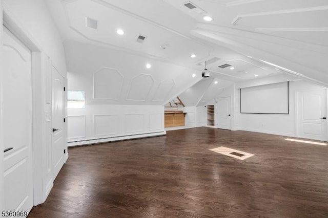 47 Cutlass Rd, Kinnelon Boro, NJ 07405 - bonus room with vaulted ceiling, wood finished floors, recessed lighting, and a baseboard heating unit