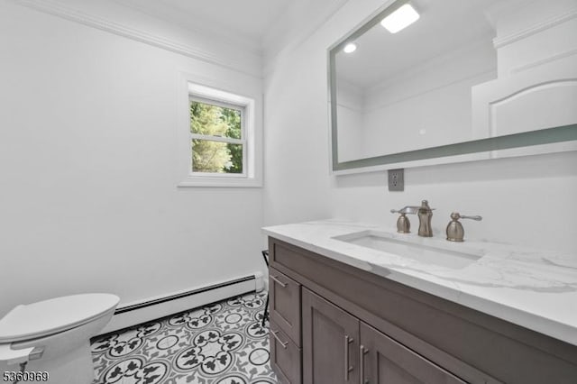 47 Cutlass Rd, Kinnelon Boro, NJ 07405 - bathroom with vanity, toilet, and a baseboard heating unit