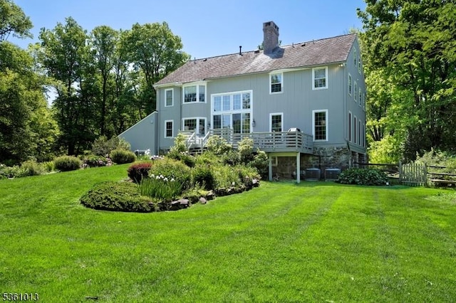 563 Cherry Valley Rd, Montgomery Twp, NJ 08540 - back of property with a chimney and a deck