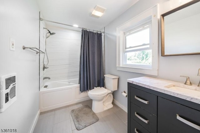 1038 Sherman Ave, Plainfield City, NJ 07063 - full bath with baseboards, vanity, toilet, shower / bath combo, and tile patterned floors