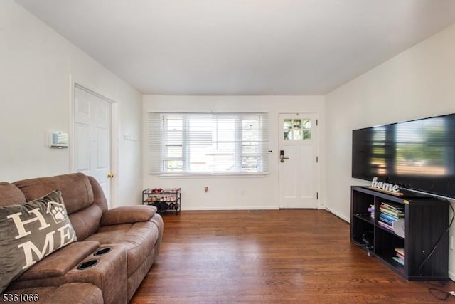2 Shore Rd, Jefferson Twp, NJ 07849 - living area featuring dark wood finished floors and baseboards