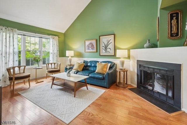 261 Bloomsbury Ct, Franklin Twp, NJ 08873 - living area featuring high vaulted ceiling, wood finished floors, and a fireplace