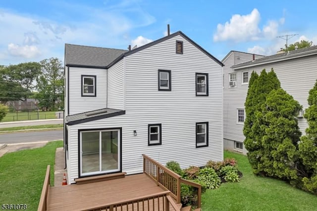 1535 Leslie St, Hillside Twp, NJ 07205 - rear view of property with a deck, a yard, and roof with shingles