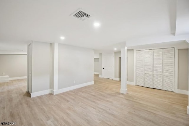 223 Victor St, Scotch Plains Twp, NJ 07076 - finished below grade area featuring light wood-style flooring, recessed lighting, and baseboards