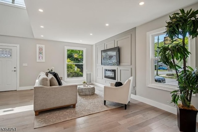 223 Victor St, Scotch Plains Twp, NJ 07076 - living room featuring plenty of natural light, light wood-style floors, recessed lighting, and baseboards