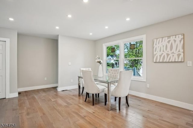 223 Victor St, Scotch Plains Twp, NJ 07076 - dining area with light wood-style floors, recessed lighting, and baseboards