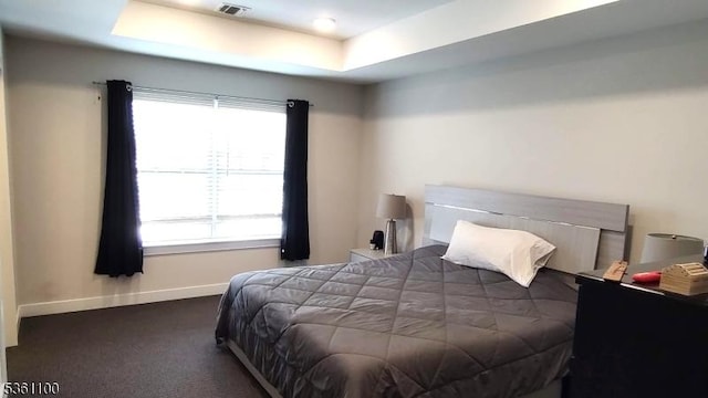 92 Sowers Dr Unit Cu92, Mount Olive Twp, NJ 07840 - bedroom featuring a tray ceiling, dark carpet, and baseboards