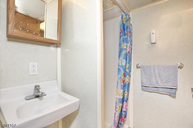 328 Hoover Ave, Bloomfield Twp, NJ 07003 - bathroom featuring a sink and a shower with shower curtain