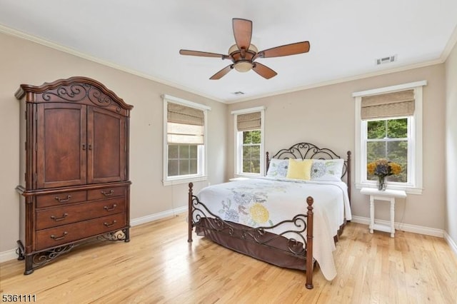 28 Sherbrook Dr, Berkeley Heights Twp, NJ 07922 - bedroom with light wood-type flooring, crown molding, and a ceiling fan
