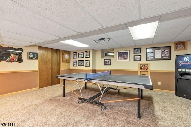 28 Sherbrook Dr, Berkeley Heights Twp, NJ 07922 - rec room with carpet flooring and a paneled ceiling