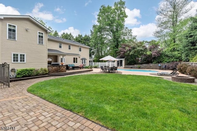 28 Sherbrook Dr, Berkeley Heights Twp, NJ 07922 - view of yard with a patio area and an outdoor living space with a fire pit