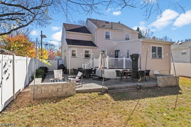 13 Henley Ave, Cranford Twp, NJ 07016 - back of house with an outdoor fire pit, a patio, and a wooden deck