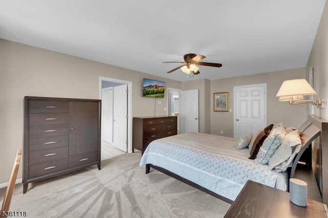 42 Rockcreek Ter Unit 42, Riverdale Boro, NJ 07457 - bedroom featuring light carpet, ceiling fan, and baseboards