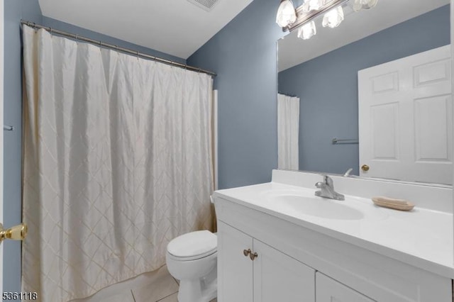 42 Rockcreek Ter Unit 42, Riverdale Boro, NJ 07457 - bathroom with toilet, vanity, tile patterned floors, and a shower with curtain