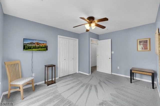 42 Rockcreek Ter Unit 42, Riverdale Boro, NJ 07457 - living area featuring a ceiling fan, baseboards, and carpet flooring