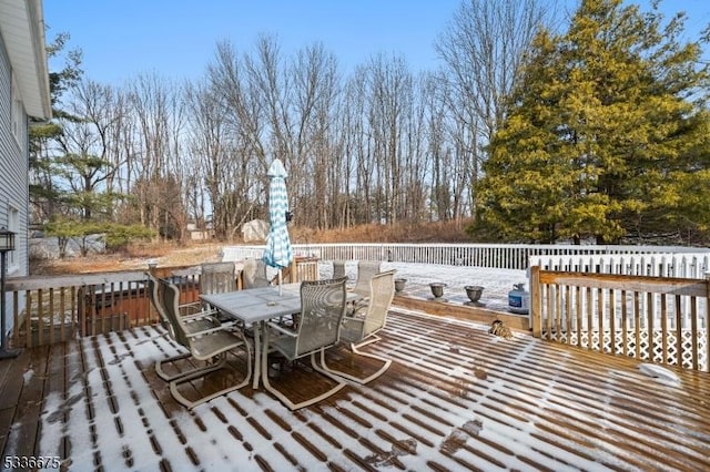 6 Cambridge Ct, Mount Olive Twp, NJ 07828 - deck with outdoor dining space and view of wooded area