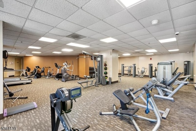 10 Smith Manor Blvd Unit 514, West Orange Twp, NJ 07052 - gym with a drop ceiling and carpet floors