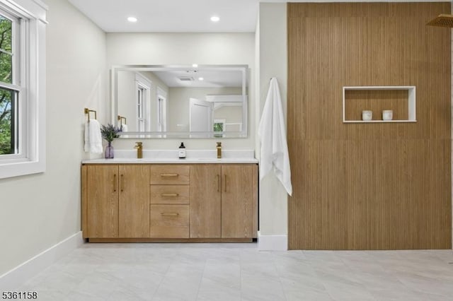 48 Hunterdon Blvd, Berkeley Heights Twp, NJ 07974 - full bathroom with double vanity and recessed lighting