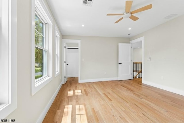 48 Hunterdon Blvd, Berkeley Heights Twp, NJ 07974 - empty room featuring light wood-style floors, ceiling fan, and recessed lighting