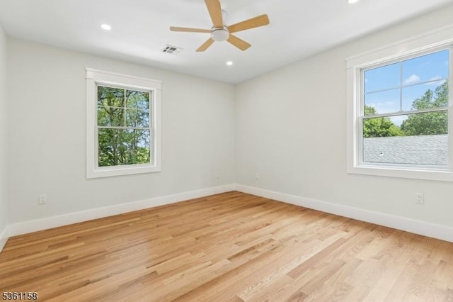 48 Hunterdon Blvd, Berkeley Heights Twp, NJ 07974 - spare room with light wood-style flooring, a ceiling fan, and recessed lighting