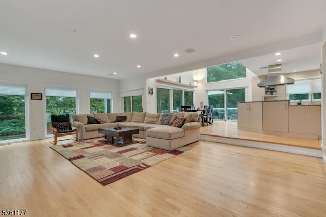 12 Fox Hollow Rd, Montville Twp, NJ 07045 - living room with light wood-style floors, plenty of natural light, and recessed lighting